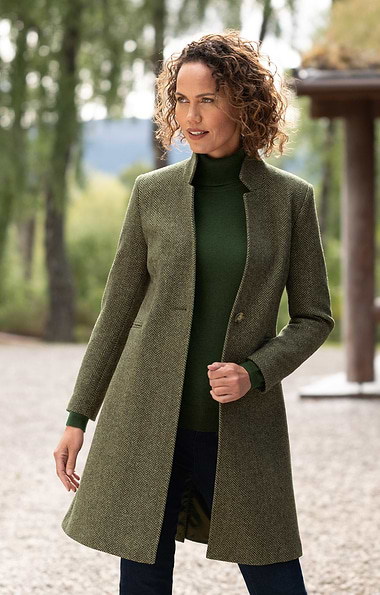 Ladies Herringbone Tweed Coat