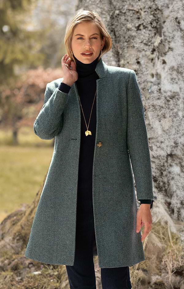 Ladies Herringbone Tweed Coat