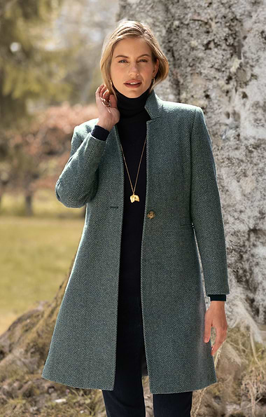 Ladies Herringbone Tweed Coat