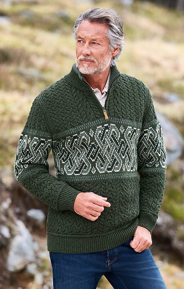 Men's Celtic Aran T-Zip