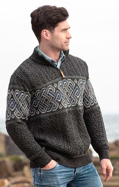 Men's Celtic Aran T-Zip