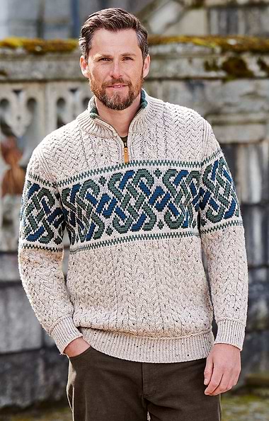 Men's Celtic Aran T-Zip