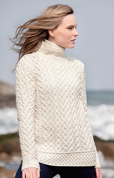 Ladies Merino Cable Knit Sweater
