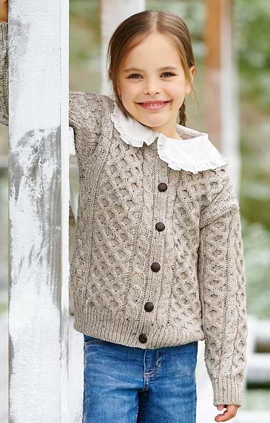Child's Pure New Wool Aran Knit Cardigan