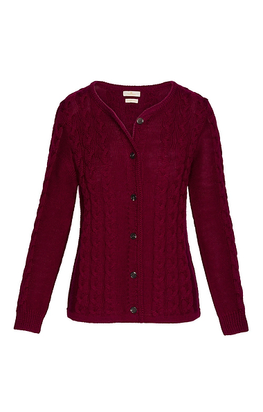 Ladies Pure New Wool Cable Cardigan