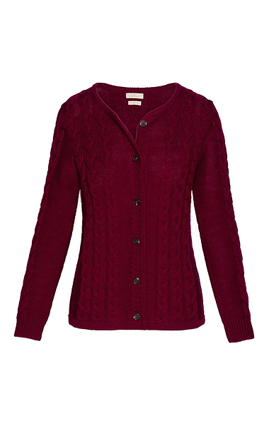 Ladies Pure New Wool Cable Cardigan