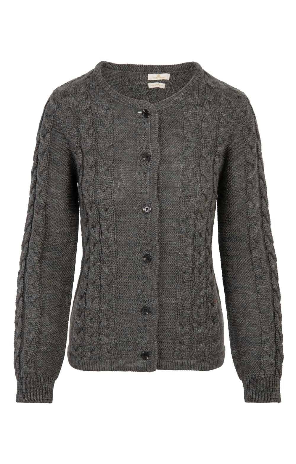Ladies Pure New Wool Cable Cardigan, Green - House of Bruar