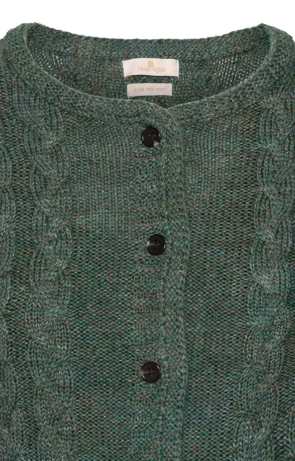 Liter 韓国　 House wool cable cardigan Ladies Pure New Wool Cable Cardigan, Green - House of Bruar
