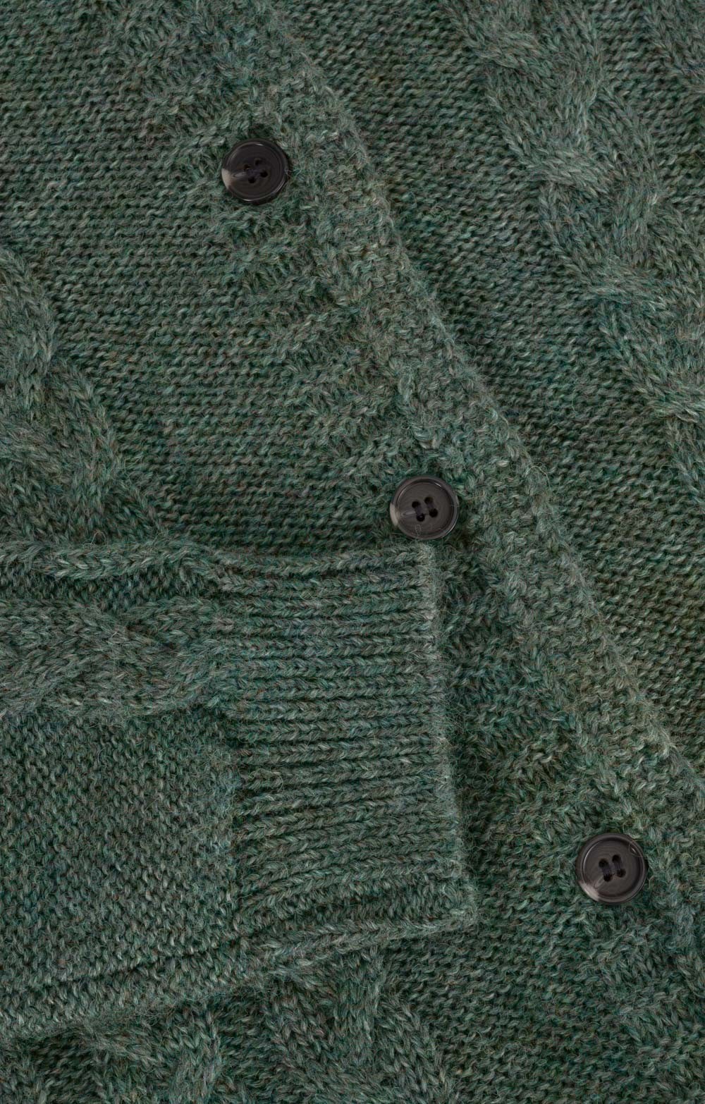 Ladies Pure New Wool Cable Cardigan, Green - House of Bruar