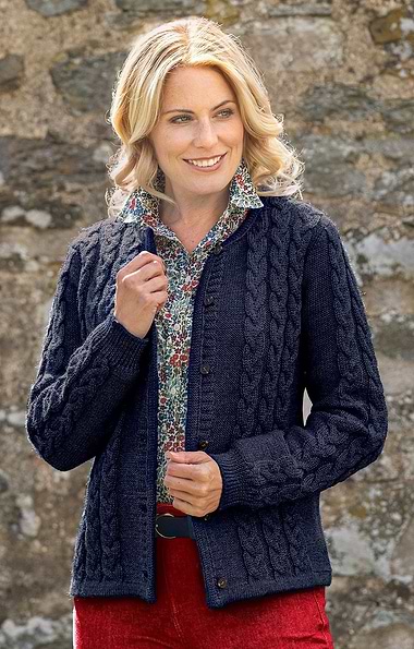Ladies Pure New Wool Cable Cardigan