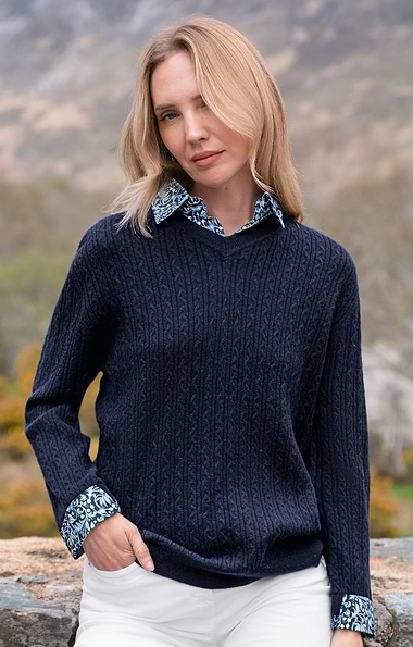 Ladies House of Bruar Liberty Trim Merino Sweater