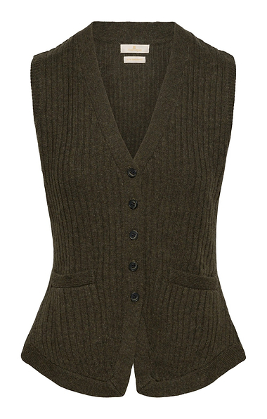 Ladies Lambswool Ribbed Waistcoat