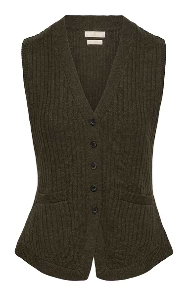 Ladies Lambswool Ribbed Waistcoat