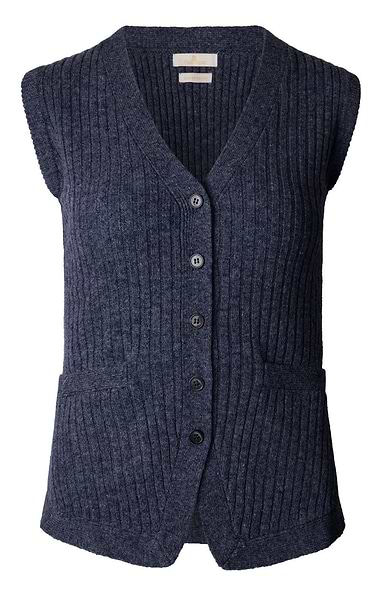 Ladies Lambswool Ribbed Waistcoat