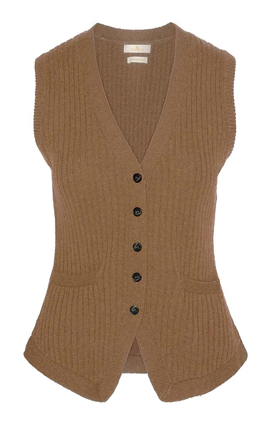 Ladies Lambswool Ribbed Waistcoat