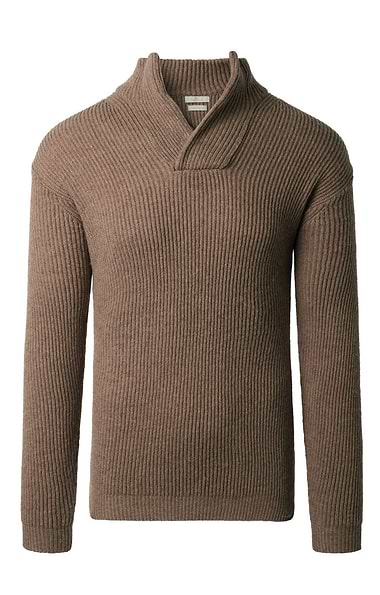 Men's Lambswool Ribbed Shirt Neck Jumper