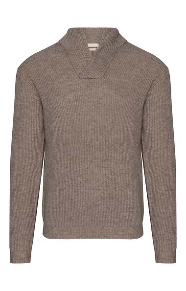Men's Lambswool Ribbed Shirt Neck Jumper