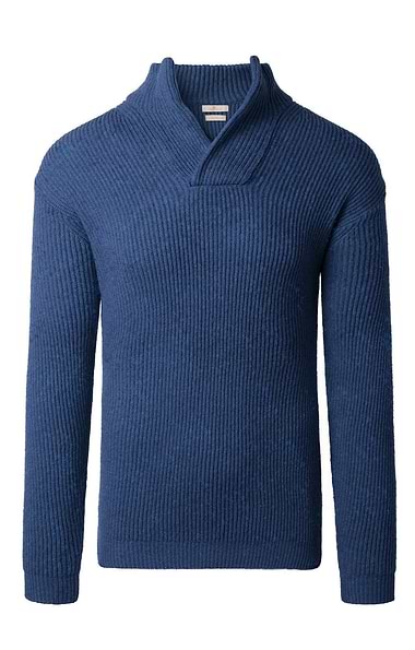 Men's Lambswool Ribbed Shirt Neck Jumper