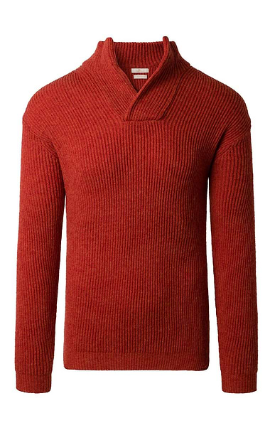 Men's Lambswool Ribbed Shirt Neck Jumper