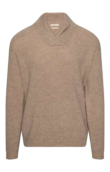 Men's Lambswool Ribbed Shirt Neck Jumper