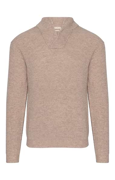 Men's Lambswool Ribbed Shirt Neck Jumper