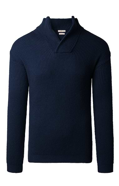 Men's Lambswool Ribbed Shirt Neck Jumper