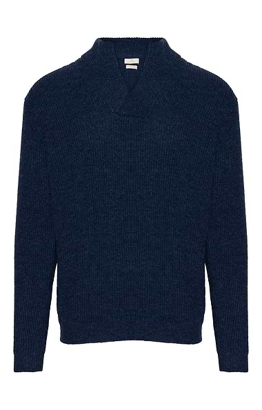 Men's Lambswool Ribbed Shirt Neck Jumper