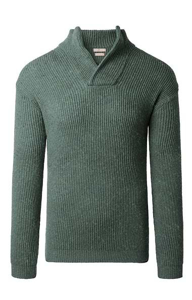 Men's Lambswool Ribbed Shirt Neck Jumper