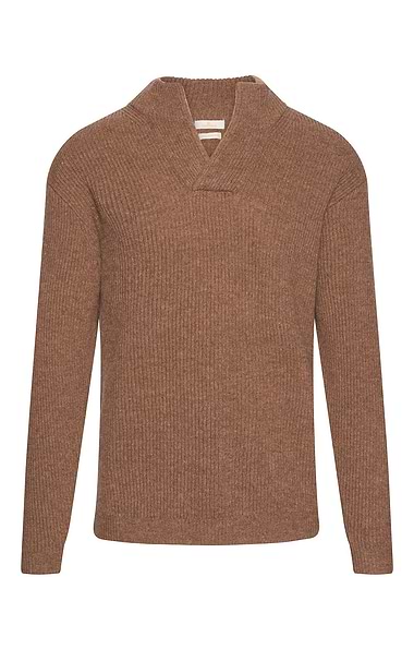 Men's Lambswool Ribbed Shirt Neck Jumper