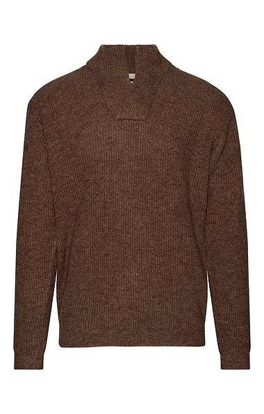 Men's Lambswool Ribbed Shirt Neck Jumper