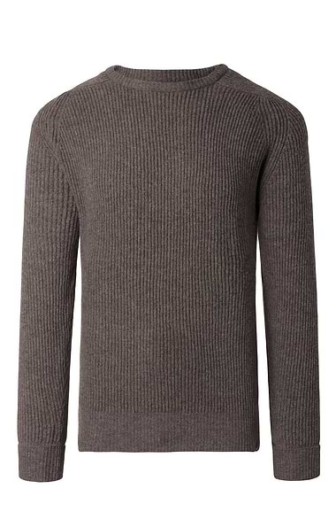Men's Lambswool Raglan Shoulder Ribbed Crew Neck Jumper