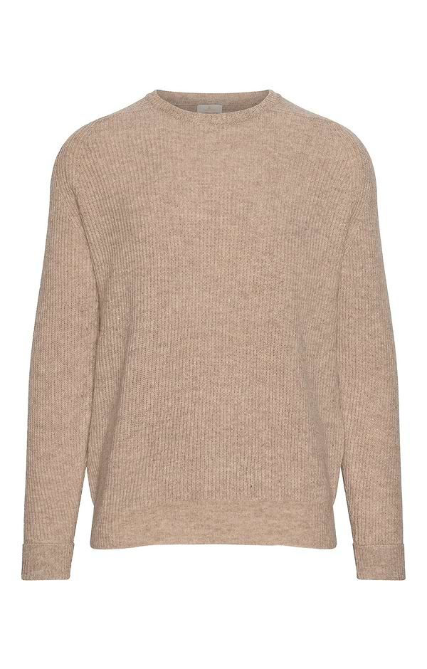 Men's Lambswool Raglan Shoulder Ribbed Crew Neck Jumper