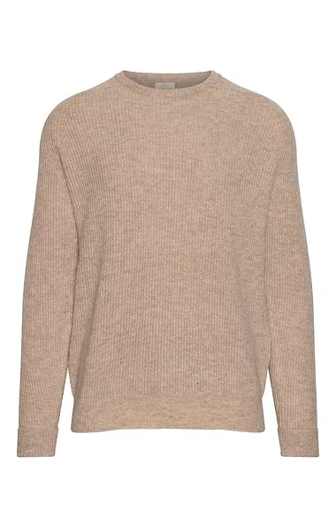 Men's Lambswool Raglan Shoulder Ribbed Crew Neck Jumper