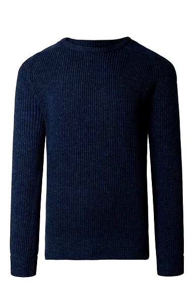 Men's Lambswool Raglan Shoulder Ribbed Crew Neck Jumper