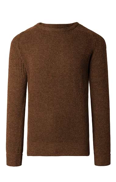 Men's Lambswool Raglan Shoulder Ribbed Crew Neck Jumper