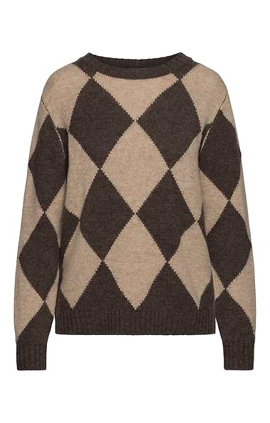 Ladies Lambswool Diamond Crew
