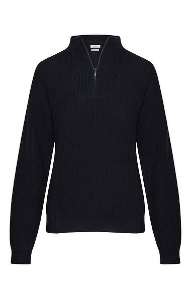 Ladies Lambswool Ribbed Quarter T-Zip