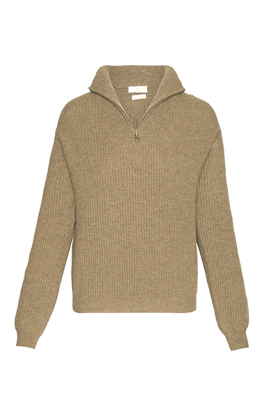 Ladies Lambswool Ribbed Quarter T-Zip