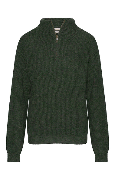 Ladies Lambswool Ribbed Quarter T-Zip