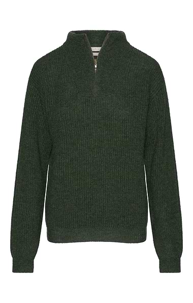 Ladies Lambswool Ribbed Quarter T-Zip