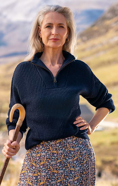 Ladies Lambswool Ribbed Quarter T-Zip
