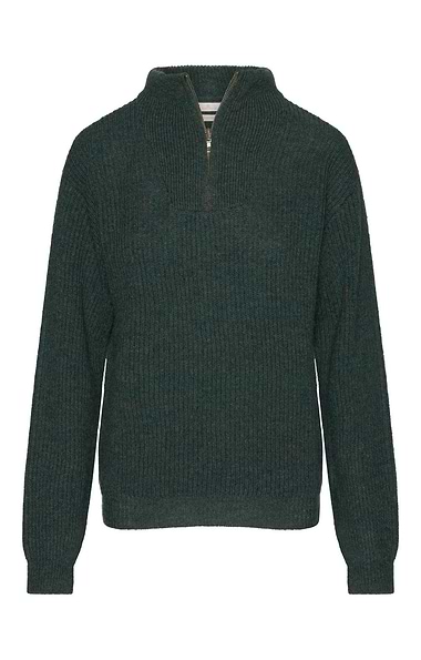 Ladies Lambswool Ribbed Quarter T-Zip