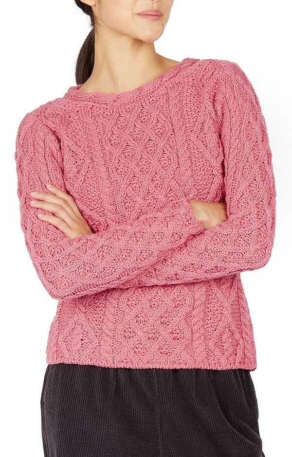 Ladies Lattice Cable Aran Sweater