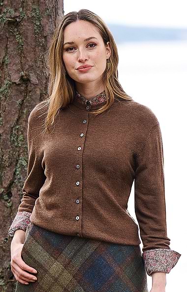 Ladies Merino Crew Cardigan