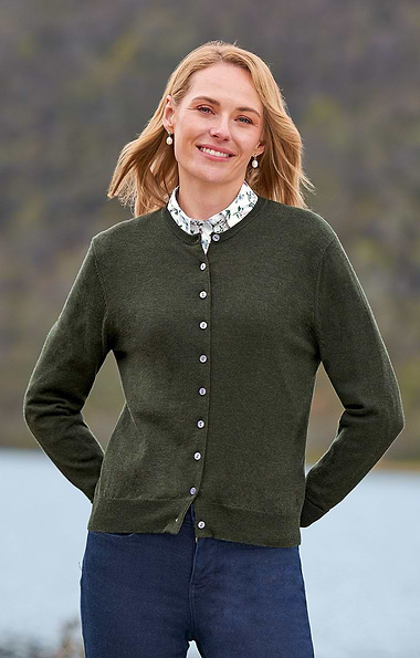 Ladies Merino Crew Cardigan