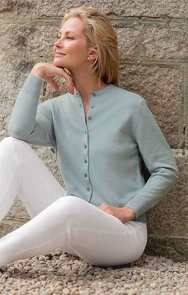 Ladies Merino Crew Cardigan