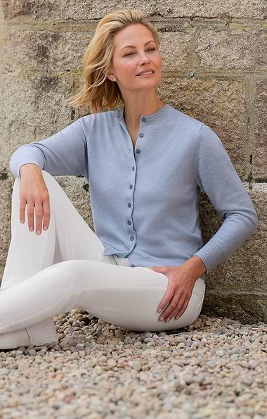 Ladies Merino Crew Cardigan