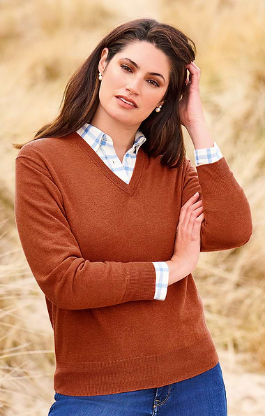 Ladies Merino V-Neck Jumper