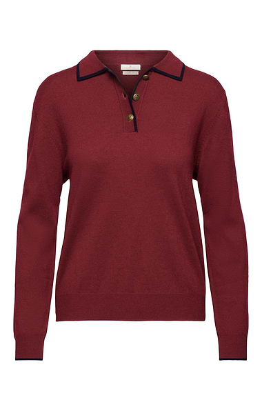 Ladies Merino Tipped Shirt Neck