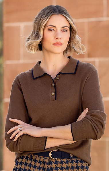 Ladies Merino Tipped Shirt Neck